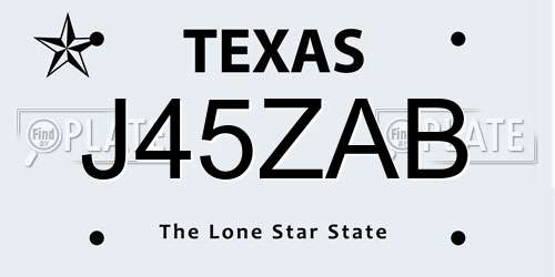 J45ZAB Texas License Plate