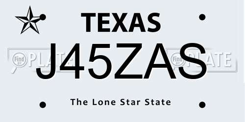 J45ZAS Texas License Plate