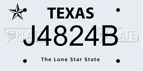 J4824B Texas License Plate