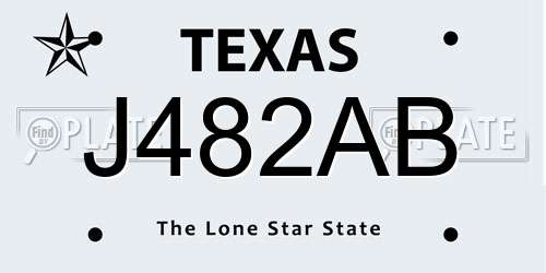 J482AB Texas License Plate
