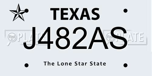 J482AS Texas License Plate