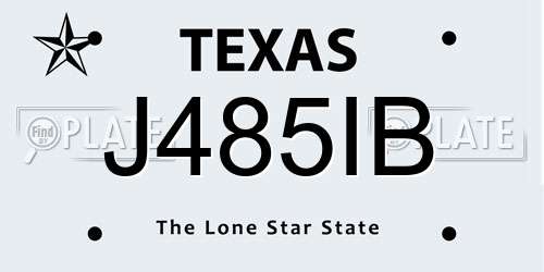 J485IB Texas License Plate