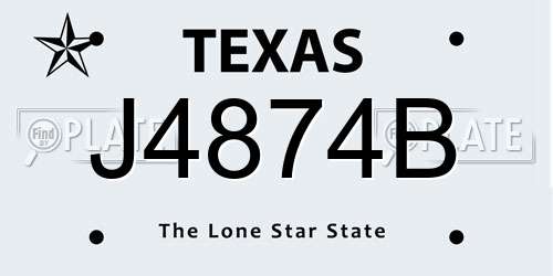 J4874B Texas License Plate