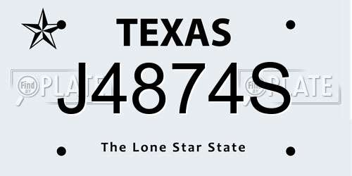 J4874S Texas License Plate