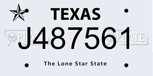 J487561 Texas License Plate