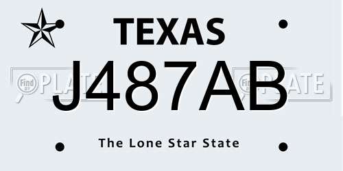 J487AB Texas License Plate