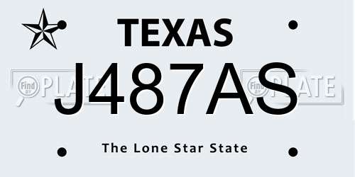 J487AS Texas License Plate