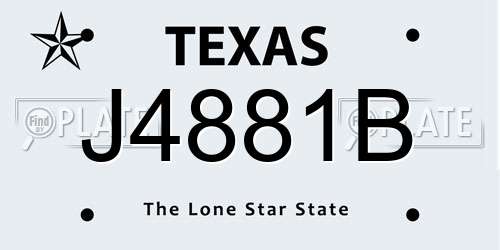 J4881B Texas License Plate