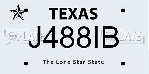 J488IB Texas License Plate