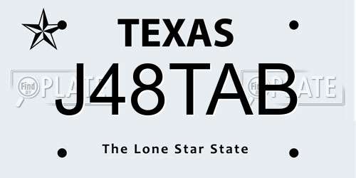 J48TAB Texas License Plate