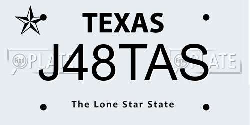 J48TAS Texas License Plate