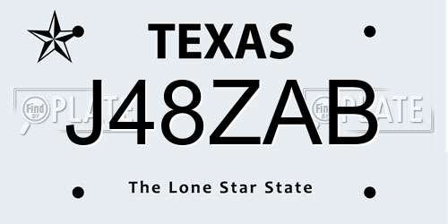 J48ZAB Texas License Plate