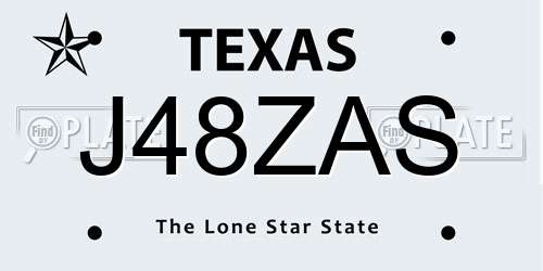 J48ZAS Texas License Plate