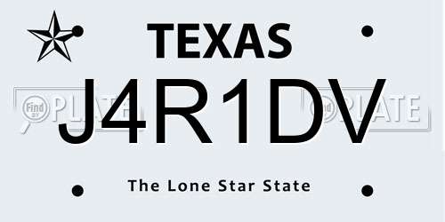 J4R1DV Texas License Plate