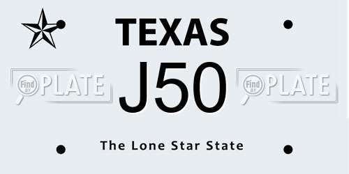 J50 Texas License Plate