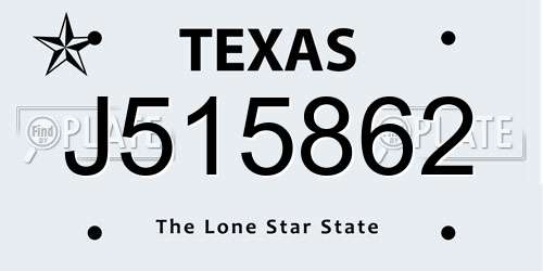 J515862 Texas License Plate