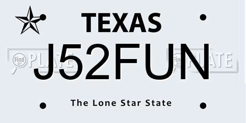 J52FUN Texas License Plate