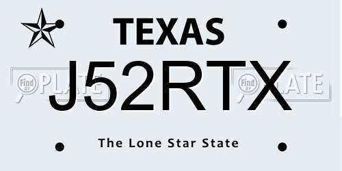 J52RTX Texas License Plate