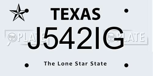 J542IG Texas License Plate