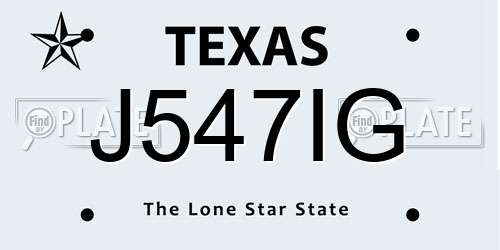 J547IG Texas License Plate