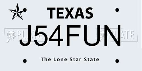 J54FUN Texas License Plate