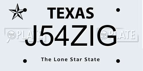 J54ZIG Texas License Plate