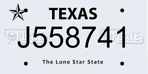 J558741 Texas License Plate