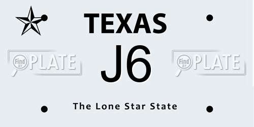 J6 Texas License Plate