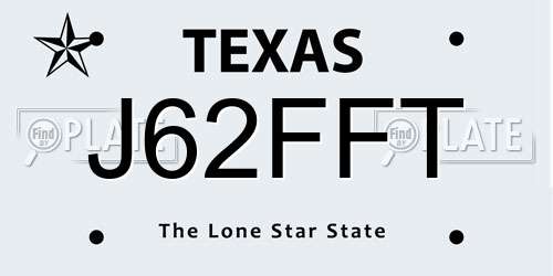 J62FFT Texas License Plate