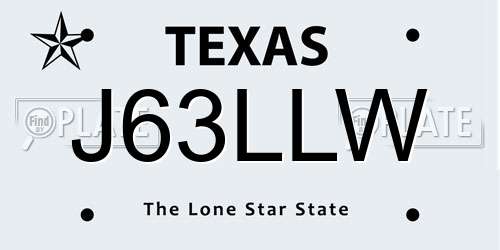 J63LLW Texas License Plate