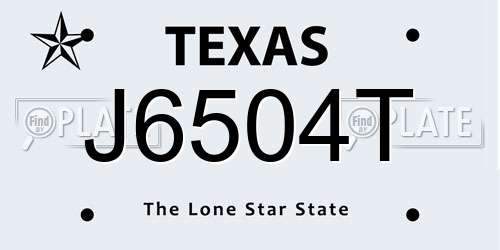 J6504T Texas License Plate