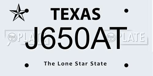 J650AT Texas License Plate