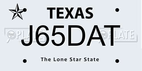 J65DAT Texas License Plate