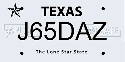 J65DAZ Texas License Plate