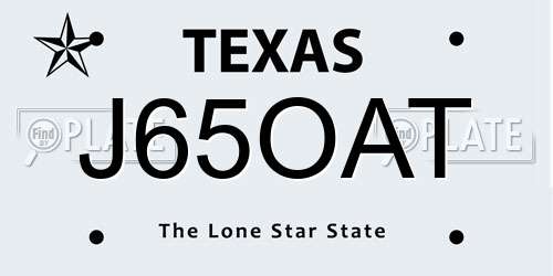 J65OAT Texas License Plate