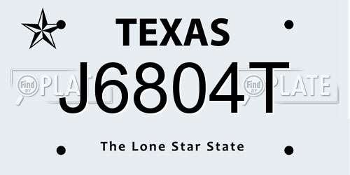 J6804T Texas License Plate