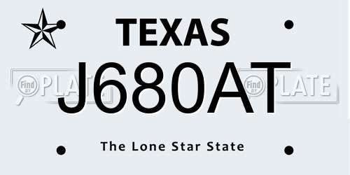 J680AT Texas License Plate