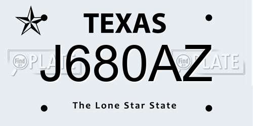 J680AZ Texas License Plate
