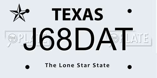 J68DAT Texas License Plate