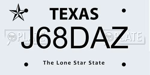 J68DAZ Texas License Plate