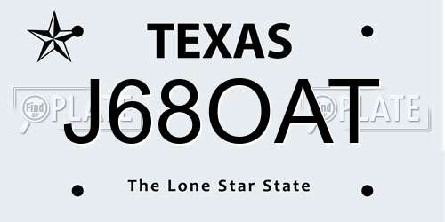 J68OAT Texas License Plate