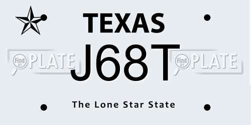 J68T Texas License Plate