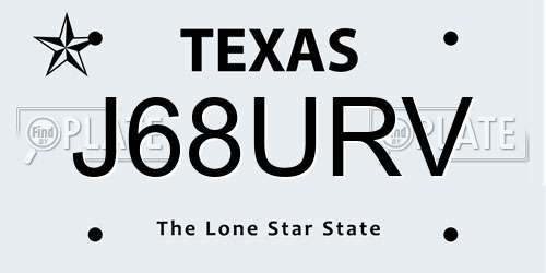 J68URV Texas License Plate