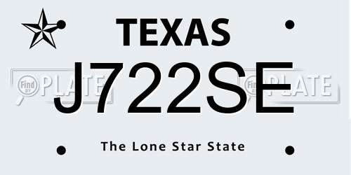 J722SE Texas License Plate