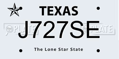J727SE Texas License Plate