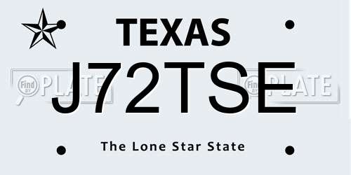 J72TSE Texas License Plate
