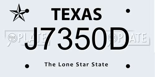 J7350D Texas License Plate