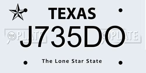 J735DO Texas License Plate