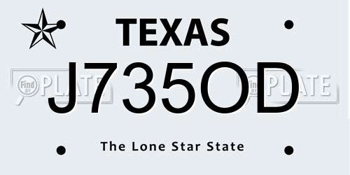 J735OD Texas License Plate