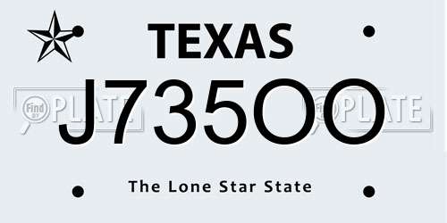 J735OO Texas License Plate